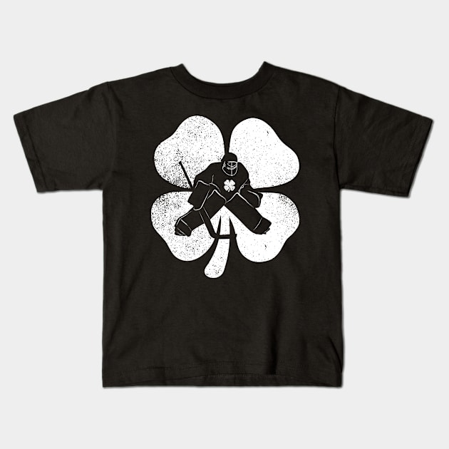 Hockey Player Shamrock Clover Funny St Patricks Day Kids T-Shirt by trendingoriginals